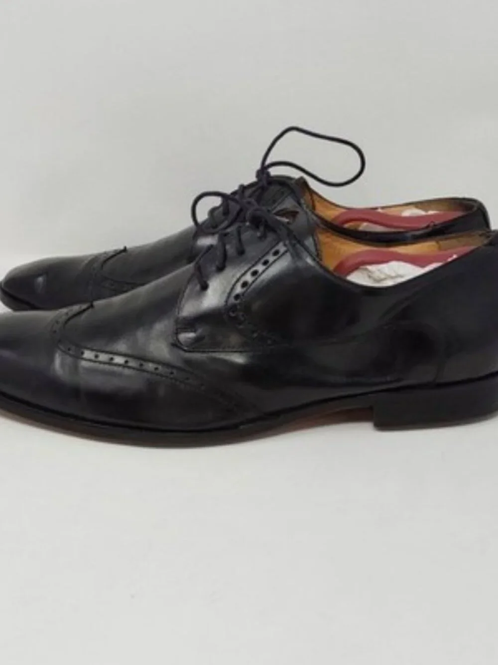 DeLaRentis Italian Couture Men's Wingtip Derby Shoes Black Leather Size 12M